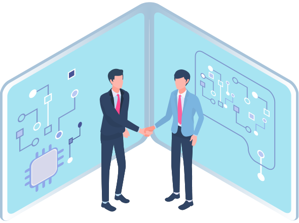 企業と学生が握手するイラスト